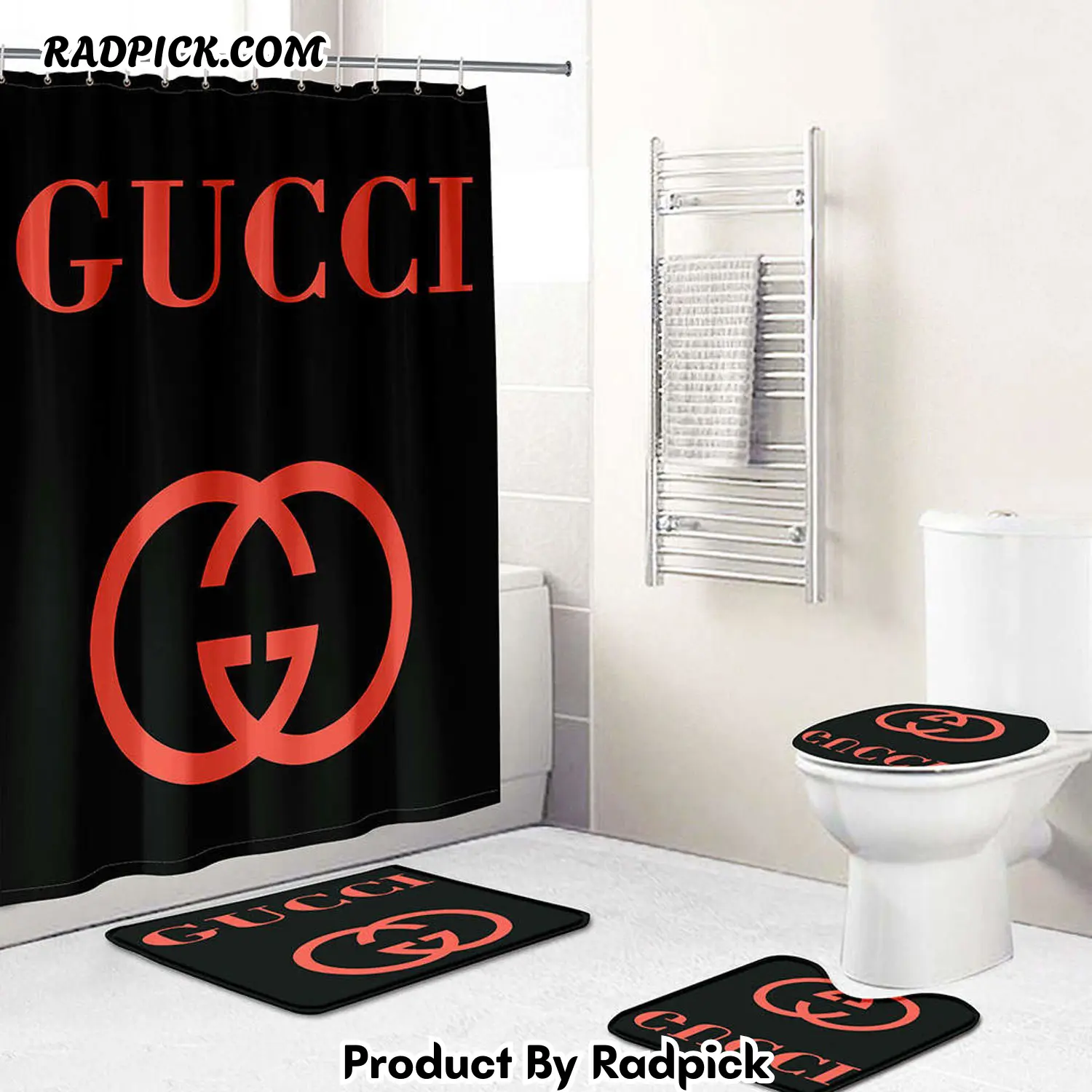Gucci luxury bath mat sets black and red bath mat sets shower curtain  rp387745